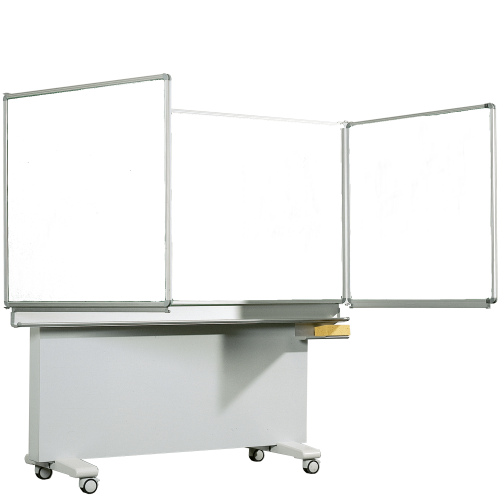 Whiteboard Klappschiebetafel aus Stahl, Serie MST, weiß Größen und RAL Farben wählbar, freistehend oder fahrbar