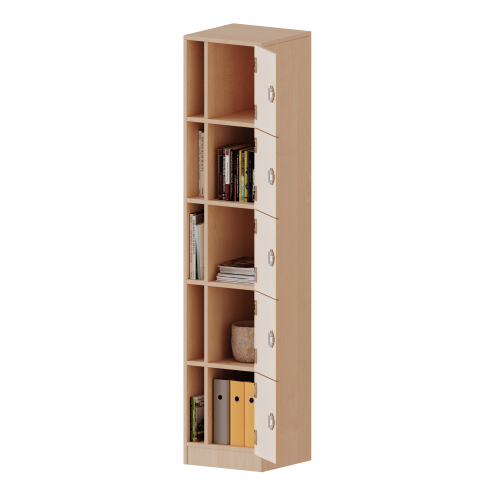 Schließfachschrank, 5 Ordnerhöhen - Serie evo180 Breite 40,5 cm, Gesamthöhe 190 cm, 5 Schließfächer, mit Postfach, mit Sockel (81 mm)