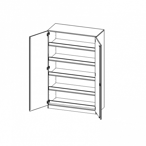 Ballschrank, 5 Ordnerhöhen - Serie evo180 Breite 120 cm, Gesamthöhe 190 cm, 4 Einlegeböden mit Aufkantung für Bälle, mit Sockel (81 mm)