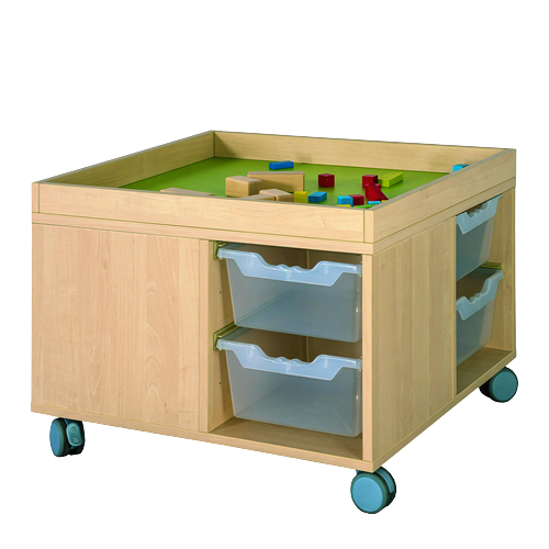 Bau- und Spielinsel mit Linoleumfläche und Aufkantung B/T: 75x75 cm, Bau- und Spielinsel für Kinder