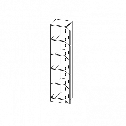 Schließfachschrank, 5 Ordnerhöhen - Serie evo180 Breite 40,5 cm, Gesamthöhe 190 cm, 5 Schließfächer, mit Postfach, mit Sockel (81 mm)