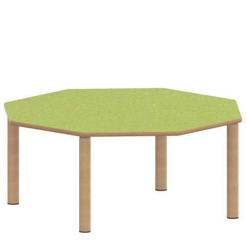 Tisch ZALOTTI mit Linoleum-Belag Achtecktisch ZALOTTI, Plattenmaß B/T: 120x120 cm, verschiedene Tischhöhen, Tischbeine aus Massivholz Ø 60 mm, Tischfuß-Variante: Stellfuß