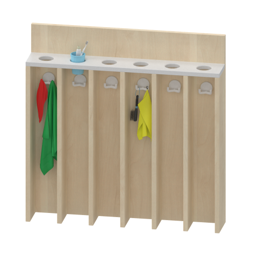 Waschraumboard mit Becherleiste und Handtuchfächern Maße H/T: 80x14 cm, für mehrere Plätze in verschiedenen Breiten