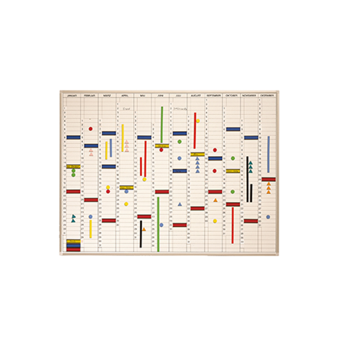Jahreskalender inklusive Zubehör B/H. 90/120x60/90 cm, wahlweise mit neutralen Monatsstreifen