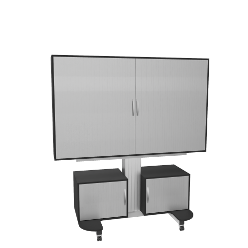 Elektrisch höhenverstellbarer mobiler TV Rolloschrank für 60 bis 65 Zoll Monitore