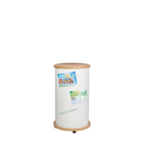 Mobile Litfaßäule mit Whiteboardoberfläche, Schultafelstahl, weiß Höhe: 130 cm, Durchmesser: 60 cm