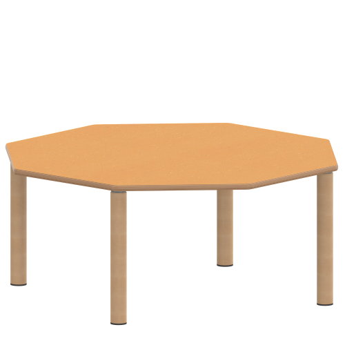Tisch ZALOTTI mit Linoleum-Belag Achtecktisch ZALOTTI, Plattenmaß B/T: 120x120 cm, verschiedene Tischhöhen, Tischbeine aus Massivholz Ø 60 mm, Tischfuß-Variante: Stellfuß