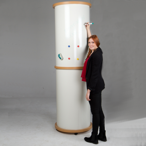 Mobile Litfaßsäule mit Whiteboardoberfläche, Schultafelstahl, weiß Durchmesser: 60 cm, in 2 Höhen lieferbar