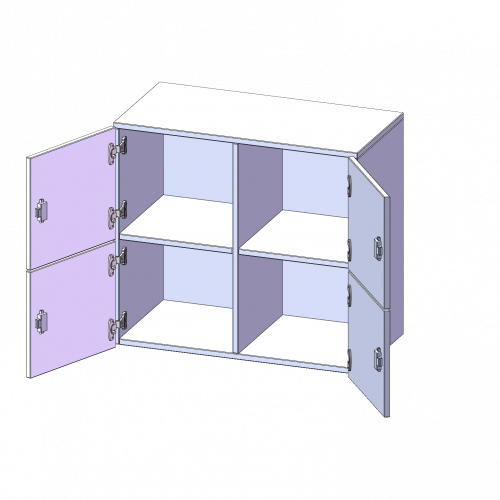 Schließfach - Aufsatzschrank, 2 Ordnerhöhen - Serie evo180 Breite 80 cm, Gesamthöhe 72 cm, 4 Schließfächer