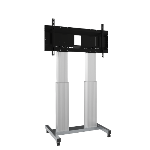 Elektrisch höhenverstellbarer Schwerlast XL TV Rollwagen, mobiler Monitorständer mit 50 cm Hub