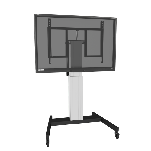 Elektrisch höhenverstellbarer & neigbarer TV-Rollwagen, mobiler Monitorständer, 50 cm Hub