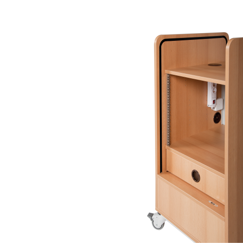 Mediencenter "Royal+", für 19" Geräte, 19" mobiles Rack mit Rollo B/H/T: 55x115x66 cm