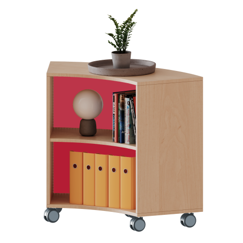 Fahrbares Sechstelkreisregal - Serie evo180 Breite 98,7 cm, Tiefe 40 cm, Rückwand aus Plexiglas