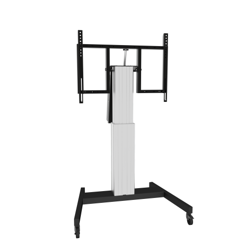 Elektrisch höhenverstellbarer & neigbarer TV-Rollwagen, mobiler Monitorständer, 50 cm Hub