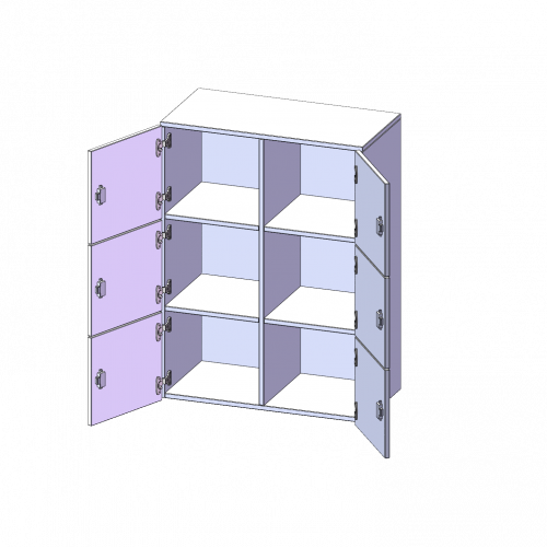 Schließfach - Aufsatz, 3 Ordnerhöhen - Serie evo180 Breite 80 cm, Gesamthöhe 108 cm, 6 Schließfächer