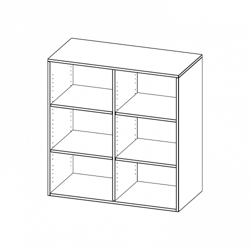 Aufsatzregal für ErgoTray Serie, 3 Ordnerhöhe - Serie evo180 Gesamthöhe 108 cm, Breite 104,5 cm, mit Mittelwand