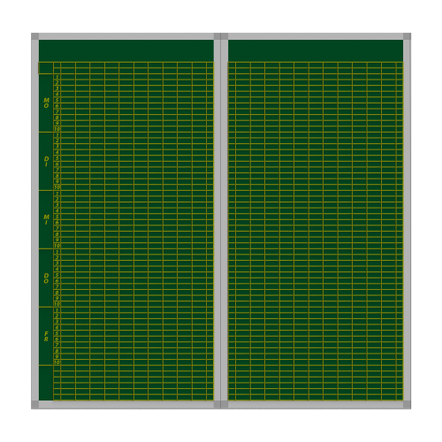 Klassenplantafel erweiterbar, Stahlemaillie grün Stundenplantafel Set endlos um jeweils 10 Klassenspalten erweiterbar