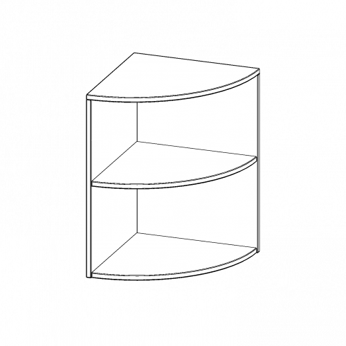 Außeneckregal, 2 Ordnerhöhen - Serie evo180 Gesamthöhe 82 cm, Viertelkreis, Erweiterung rechts oder links, mit Sockel (81 mm)