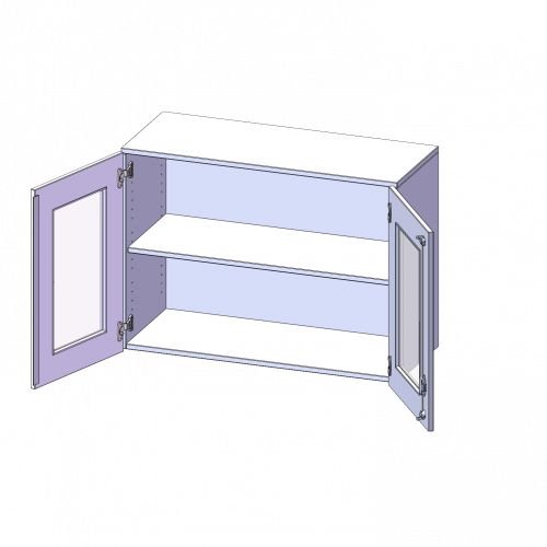 Aufsatzschrank, 2 Ordnerhöhen - Serie evo180 Breite 100 cm, Gesamthöhe 72 cm, 2 Türen mit Glaseinsatz, abschließbar