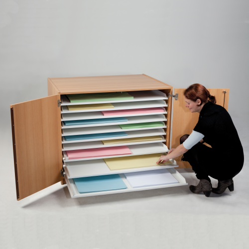 Bildertruhe mit 10 Auszugböden B/H/T: 111x90x81 cm, passend für Papierformate bis 100x70 cm
