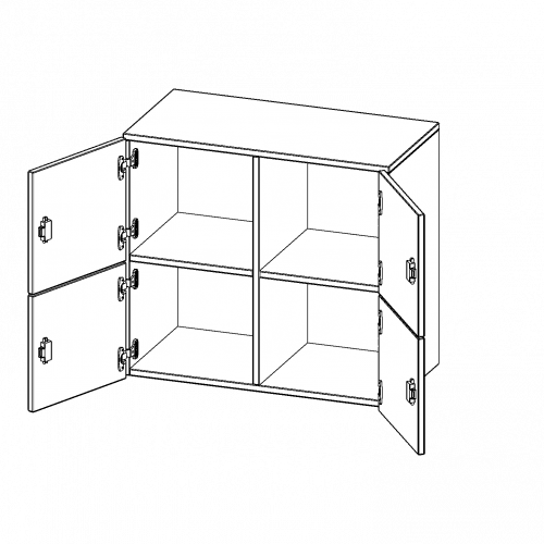 Schließfach - Aufsatzschrank, 2 Ordnerhöhen - Serie evo180 Breite 80 cm, Gesamthöhe 72 cm, 4 Schließfächer