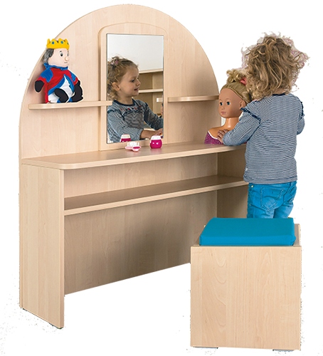 Puppen-Frisierkommode mit Spiegel und 2 Ablagen Puppen-Frisierkommode B/H/T: 100x115x36 mit Spiegel und 2 Ablagen