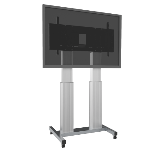 Elektrisch höhenverstellbarer Schwerlast XL TV Rollwagen, mobiler Monitorständer mit 50 cm Hub