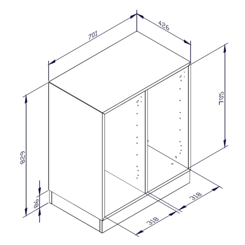 qickly® Schrank, 2 Ordnerhöhen B/H/T: 70,1x74,3x42,6 cm
