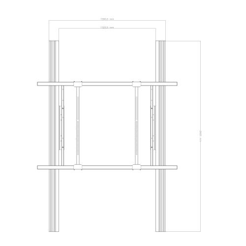 Wandmontiertes 2 Säulen Pylonensystem für Monitore von 75-86" elektrisch höhenverstellbar, 70 cm Hub