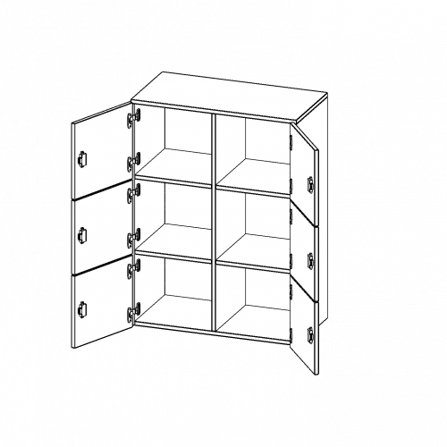 Schließfach - Aufsatz, 3 Ordnerhöhen - Serie evo180 Breite 80 cm, Gesamthöhe 108 cm, 6 Schließfächer