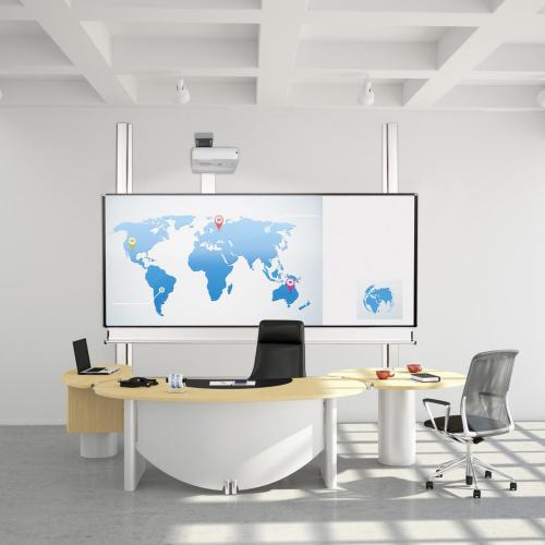 Whiteboard deluxe 130 Tafel, manuell höhenverstellbar, zur Wandmontage mit Kontergewichten