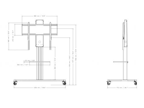 Mobiler Displayständer mit Ablage für 55"-86" Displays